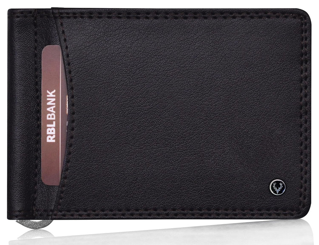 Allen Solly Men's Money Clip Leather Bi-Fold Slim Wallet with Card Holder & Money Clipper.