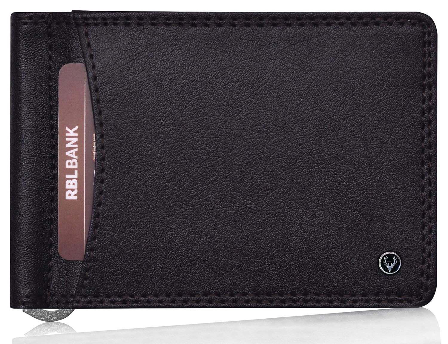 Allen Solly Men's Money Clip Leather Bi-Fold Slim Wallet with Card Holder & Money Clipper.