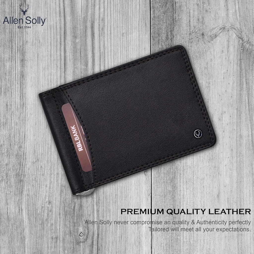 Allen Solly Men's Money Clip Leather Bi-Fold Slim Wallet with Card Holder & Money Clipper.